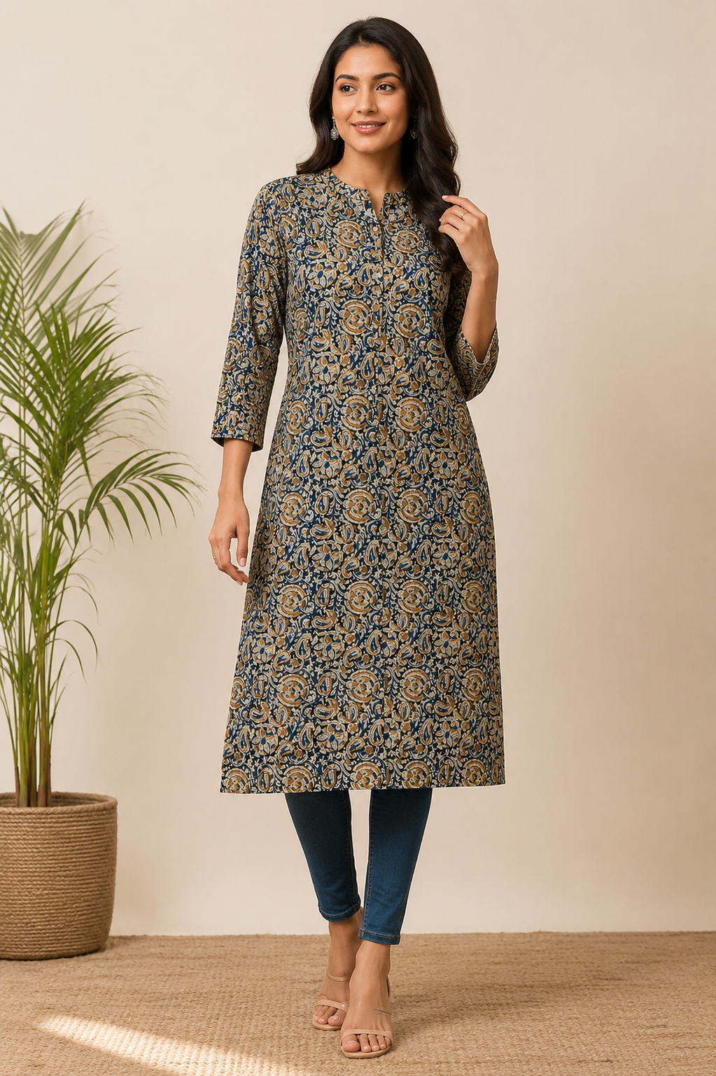 MIGZORn Heritage Ajrak Printed Long Kurti