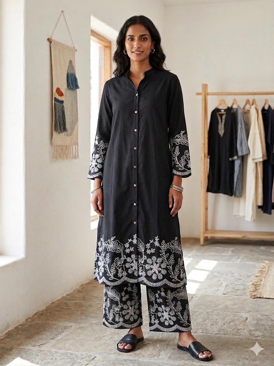 Black Embroidered Co-Ord set