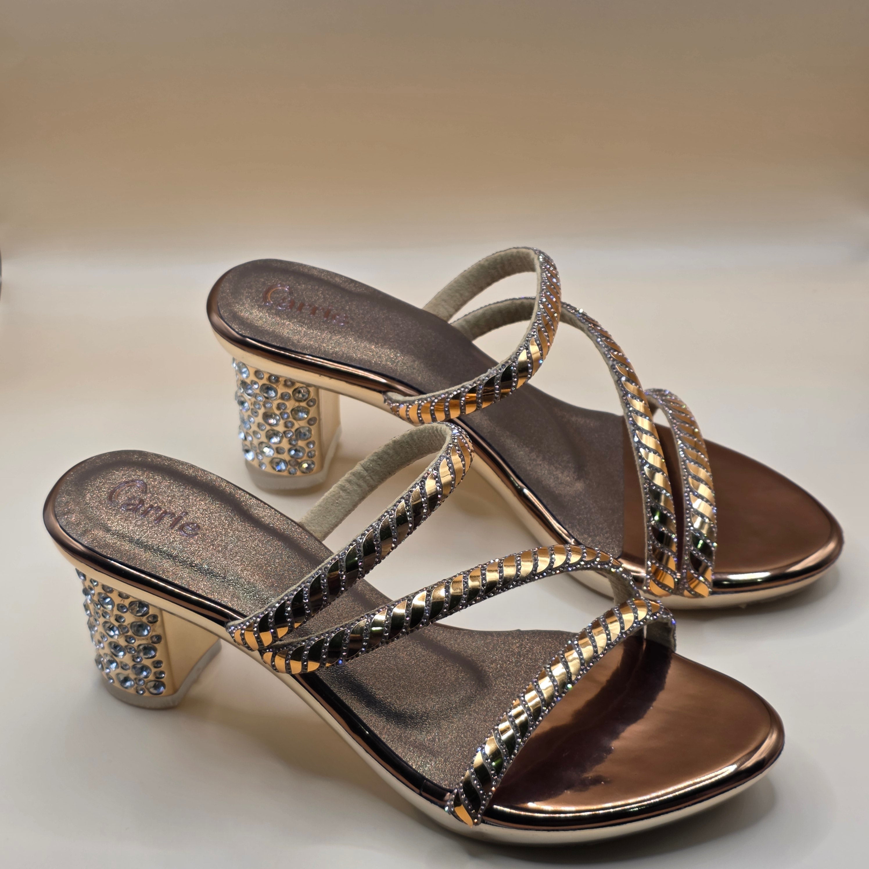 Celeste Crystal Heels-Gold & Antique