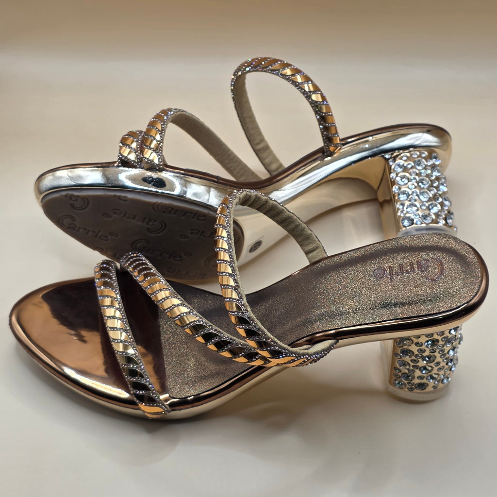 Celeste Crystal Heels-Gold & Antique