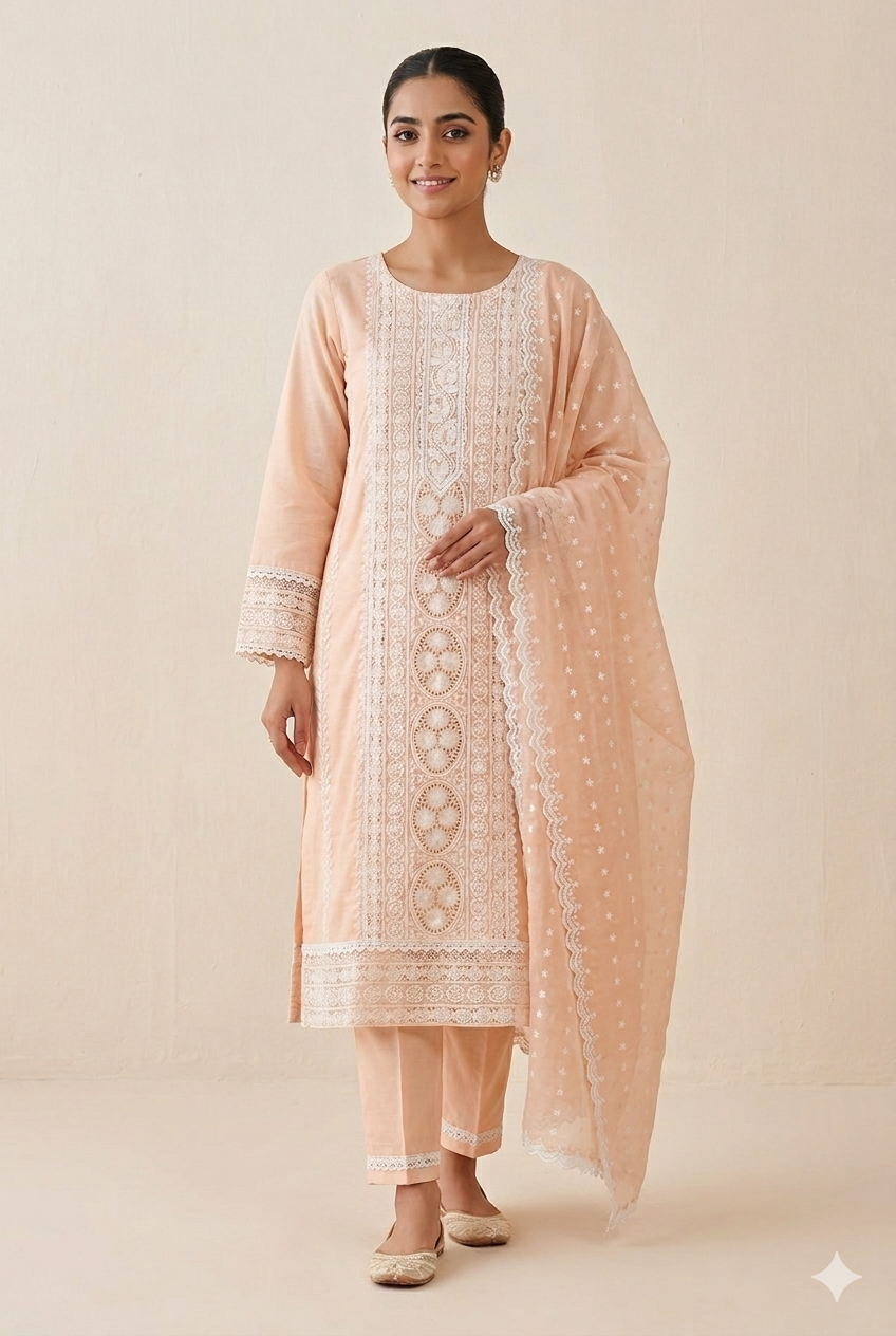 Blush Grace Embroidered Suit Set