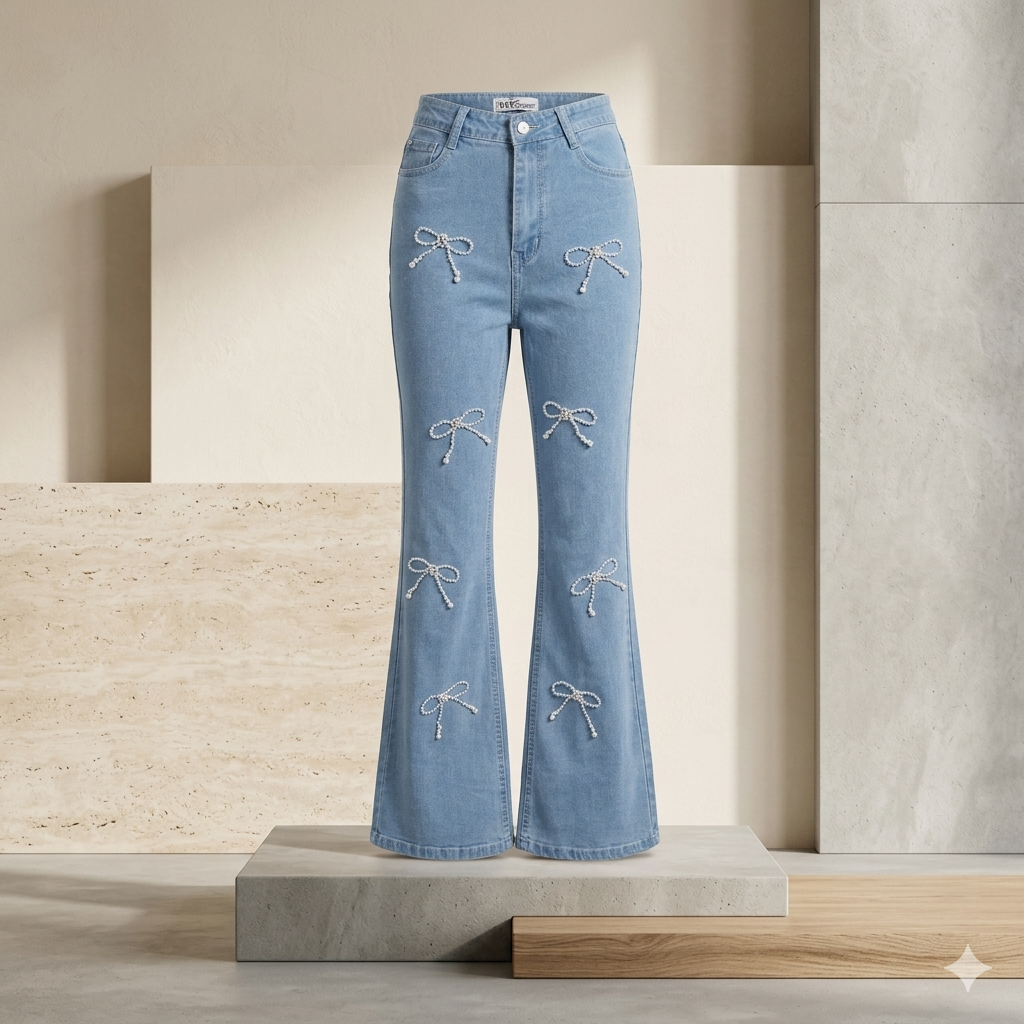 MIGZORn Pearl Bow Bootcut Jeans