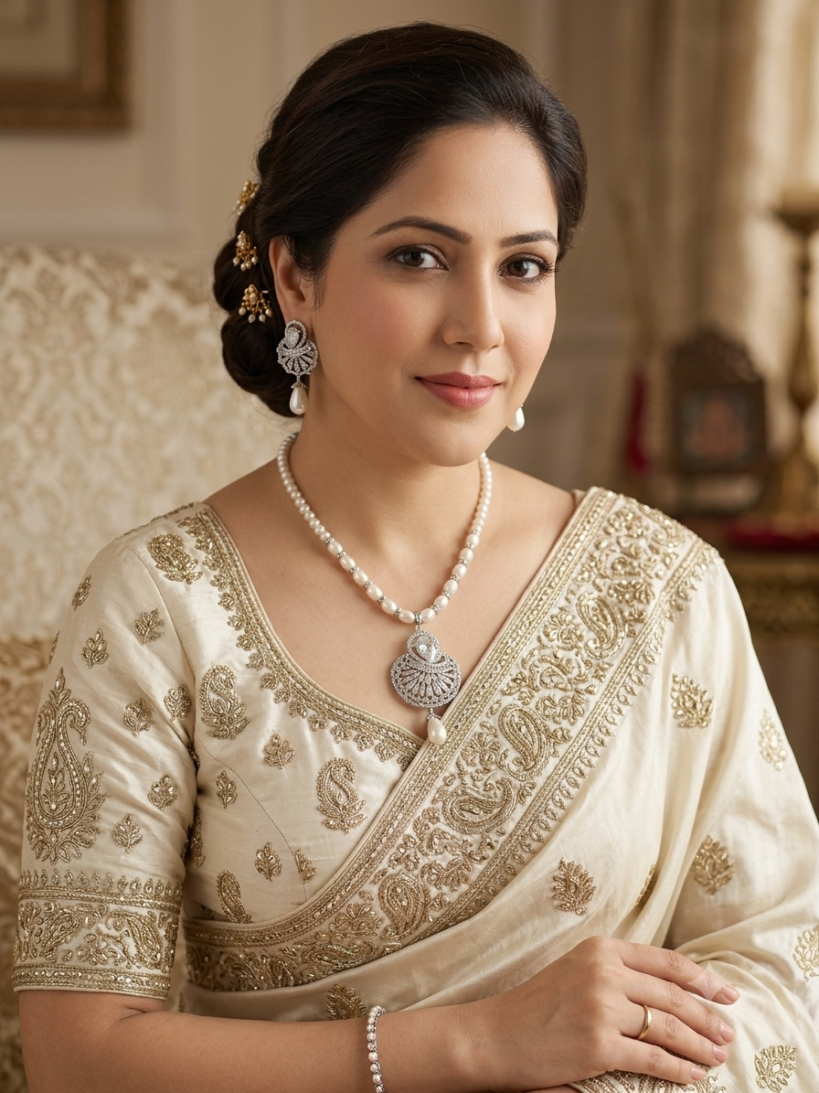 MIGZORn Aurelia Pearl & Crystal Cascade Necklace Set