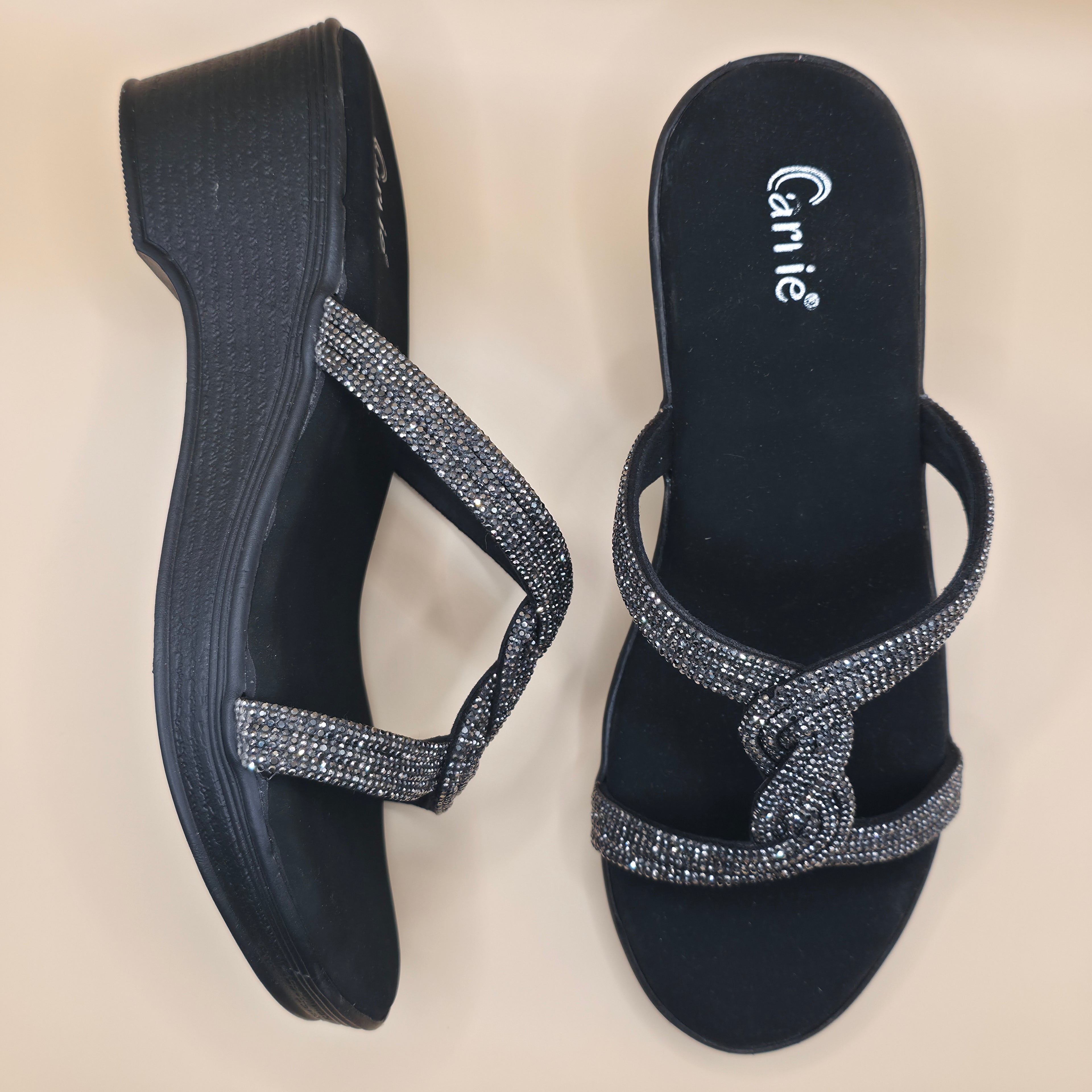 Rhinestone Cross-Strapped Wedges