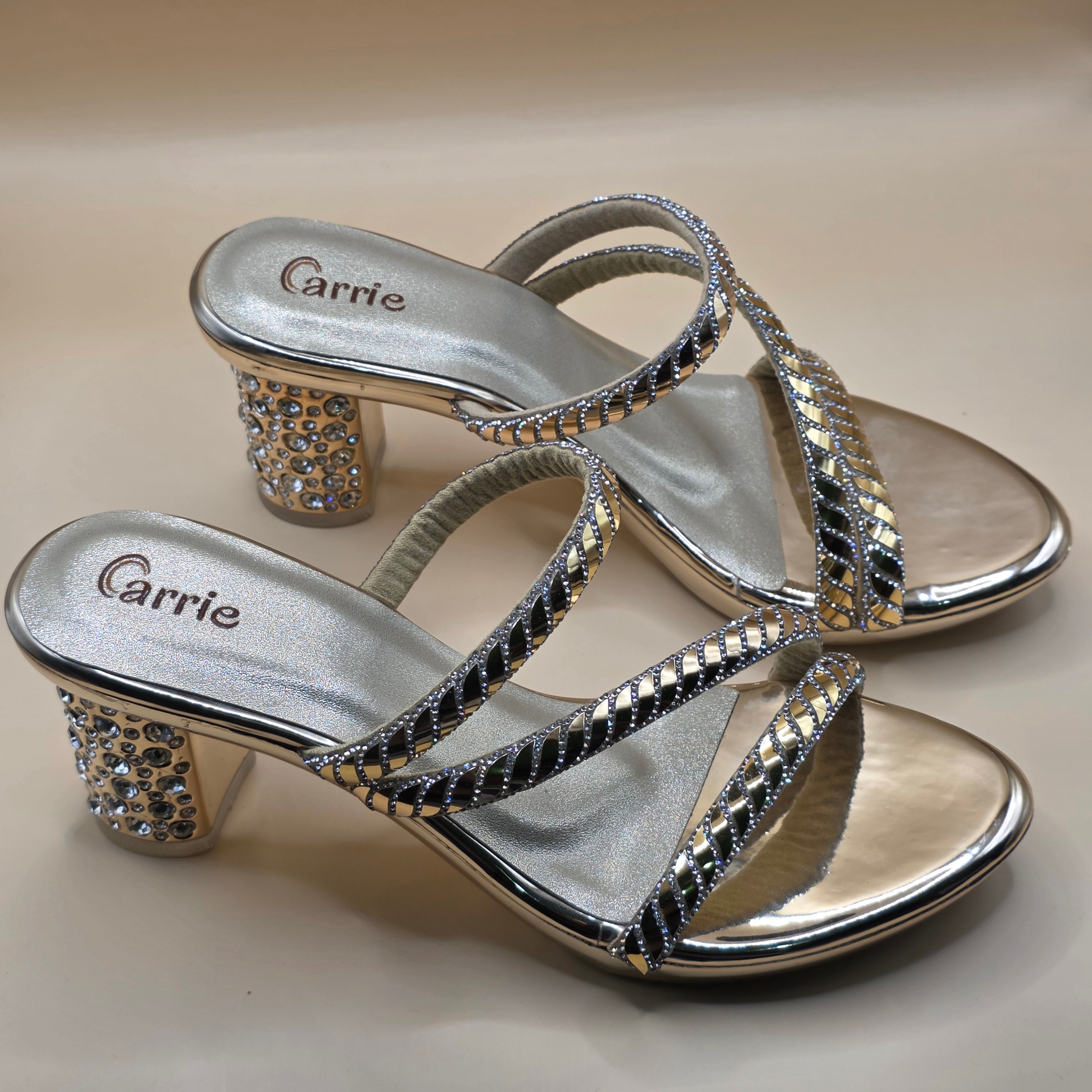 Celeste Crystal Heels-Gold & Antique