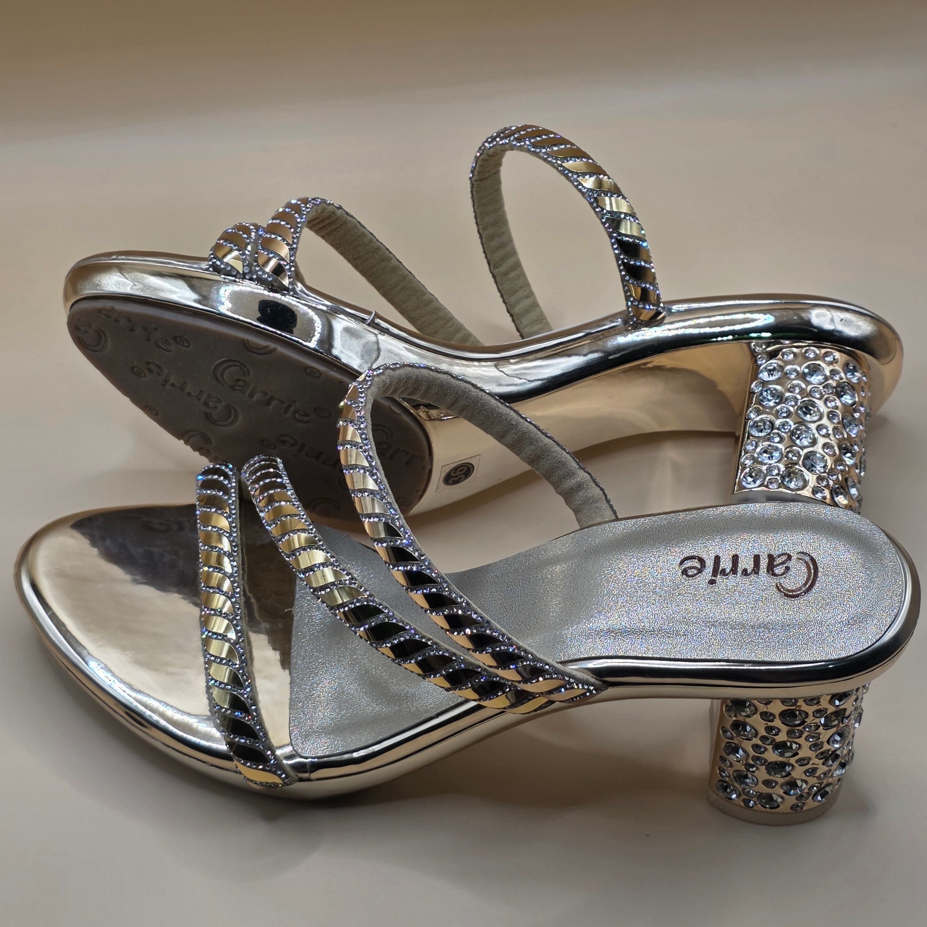 Celeste Crystal Heels-Gold & Antique