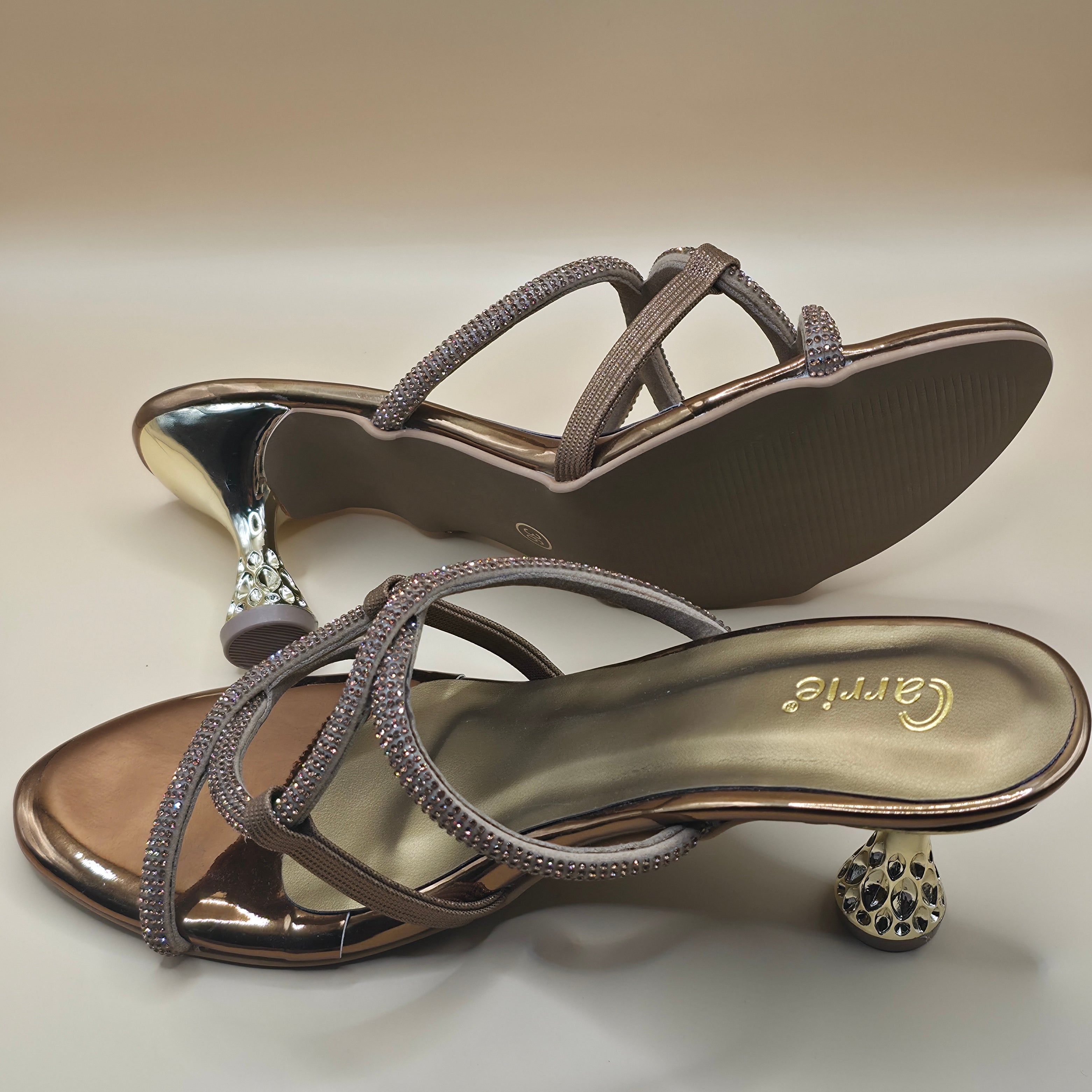 Crystal Twist Elegance Heels Black & Antique