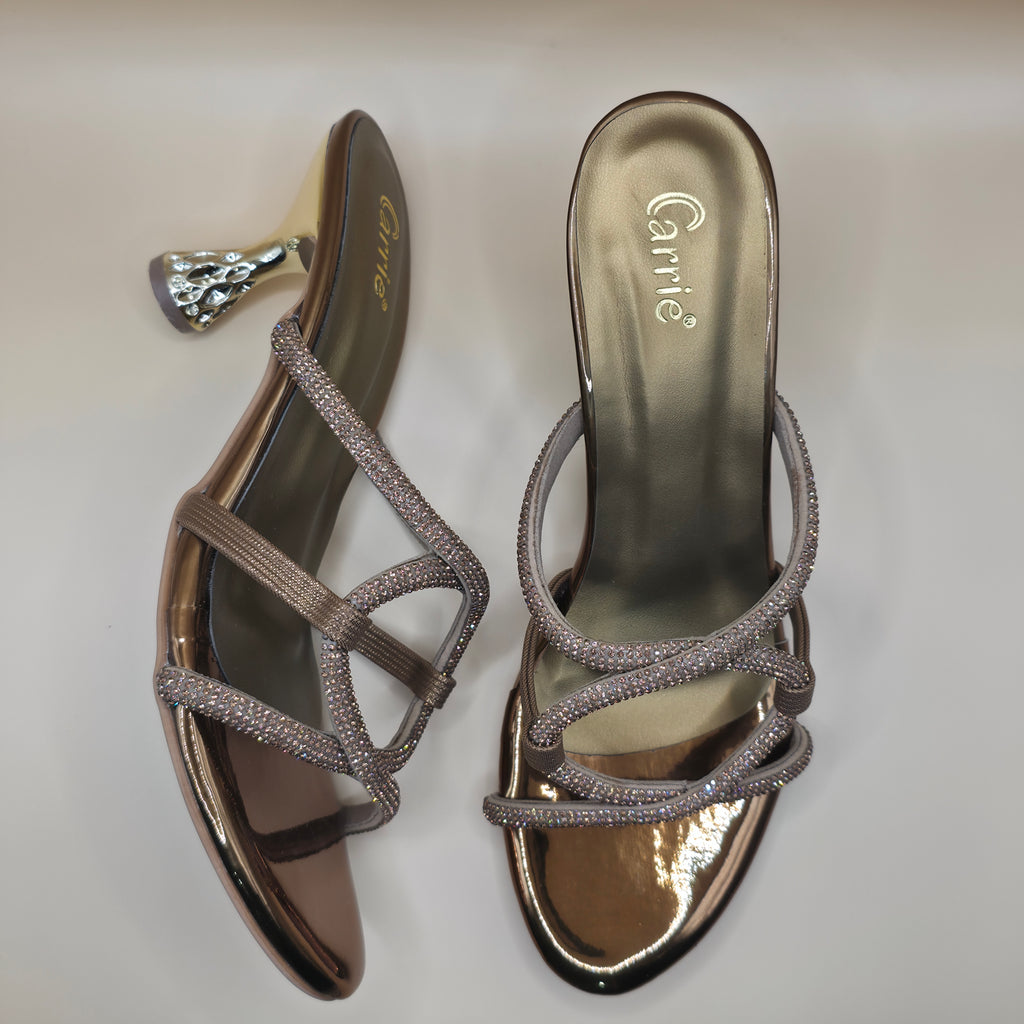 Crystal Twist Elegance Heels Black & Antique