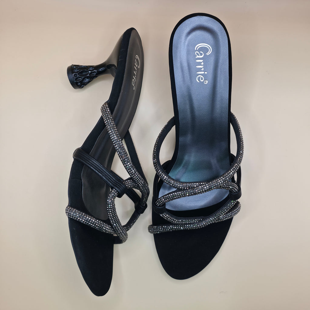 Crystal Twist Elegance Heels Black & Antique