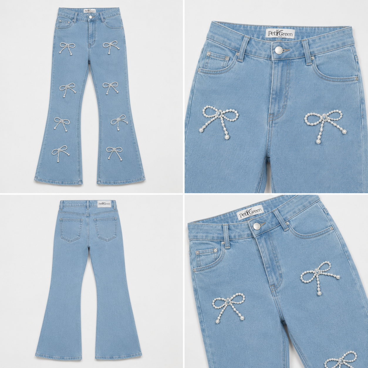 MIGZORn Pearl Bow Bootcut Jeans