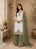 Olive Ivory Regal Party Wear Suit Set