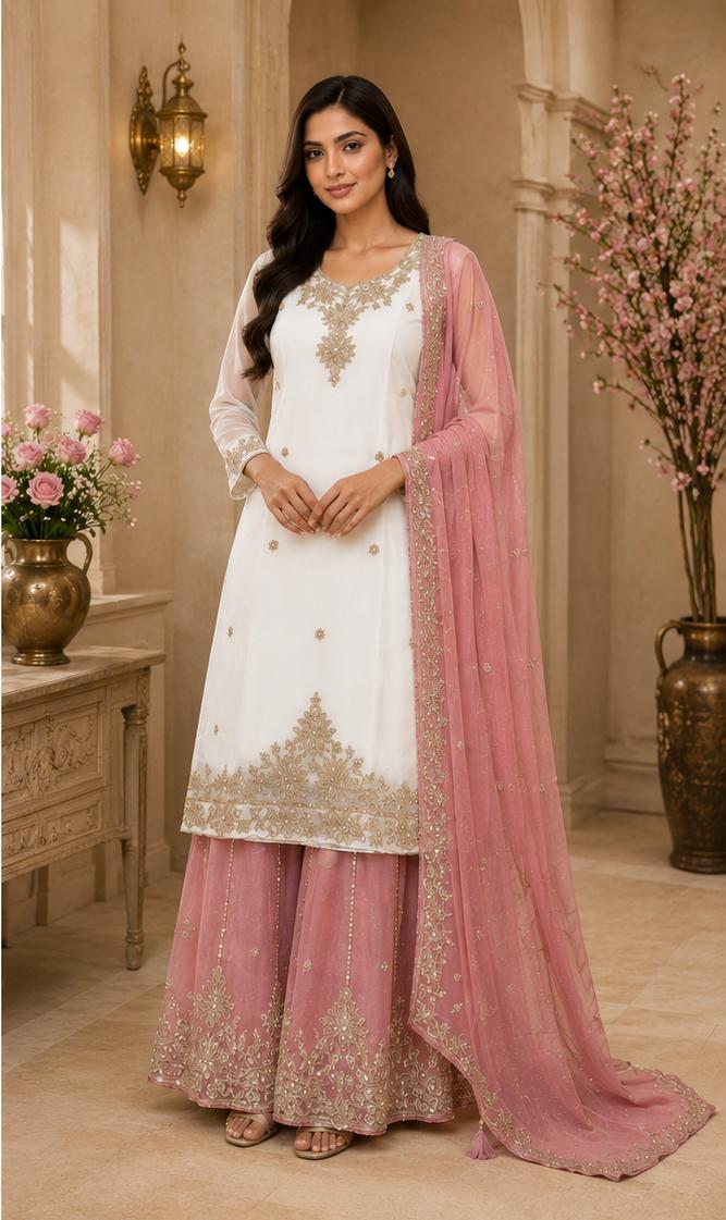 Royal Ivory Blush Party Wear Suit Set