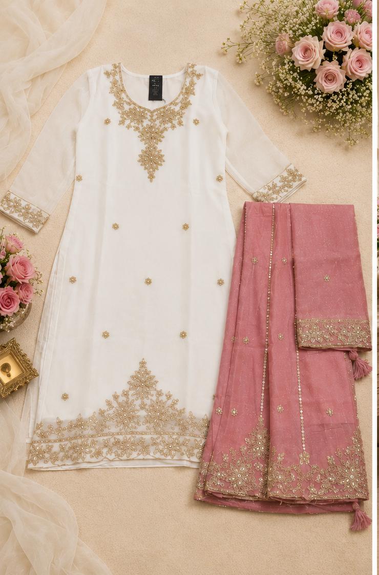 Royal Ivory Blush Party Wear Suit Set