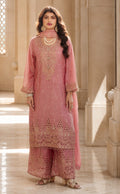 Rose Blush Chinon Silk Embroidered Palazzo Suit