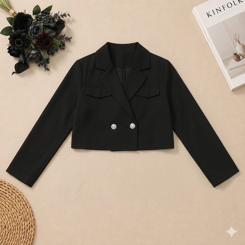 Chic Crop Blazer Tops