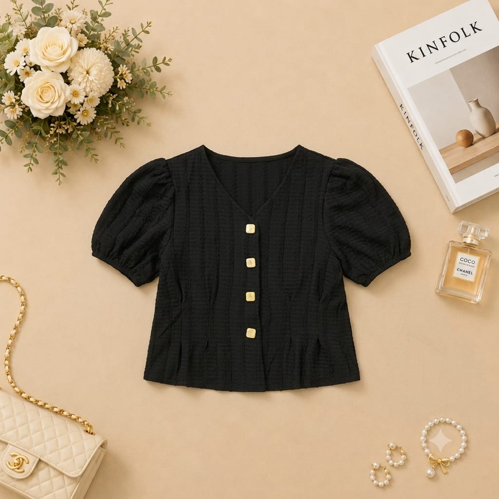 Elegant Button Detail Cropped Cardigan Top