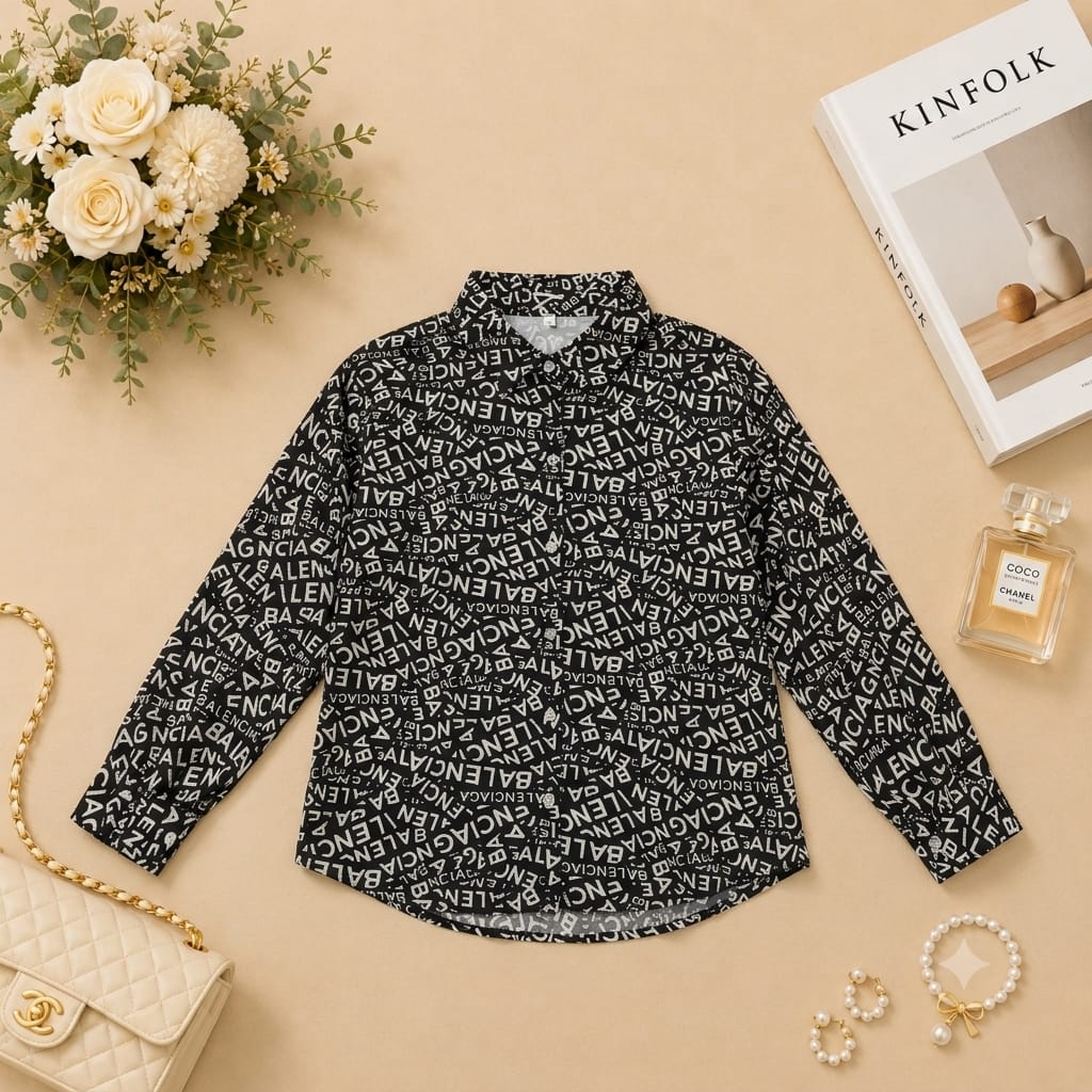 Elegant Printed Button-Up Shirt Top