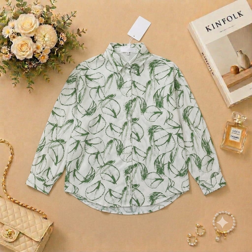 Elegant Printed Button-Up Shirt Top