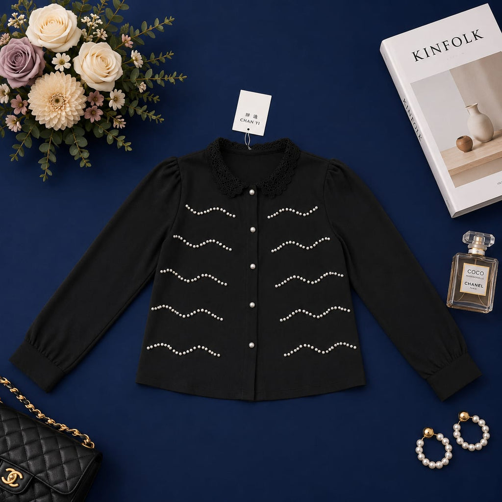 Pearl Lace Collar Elegant Top