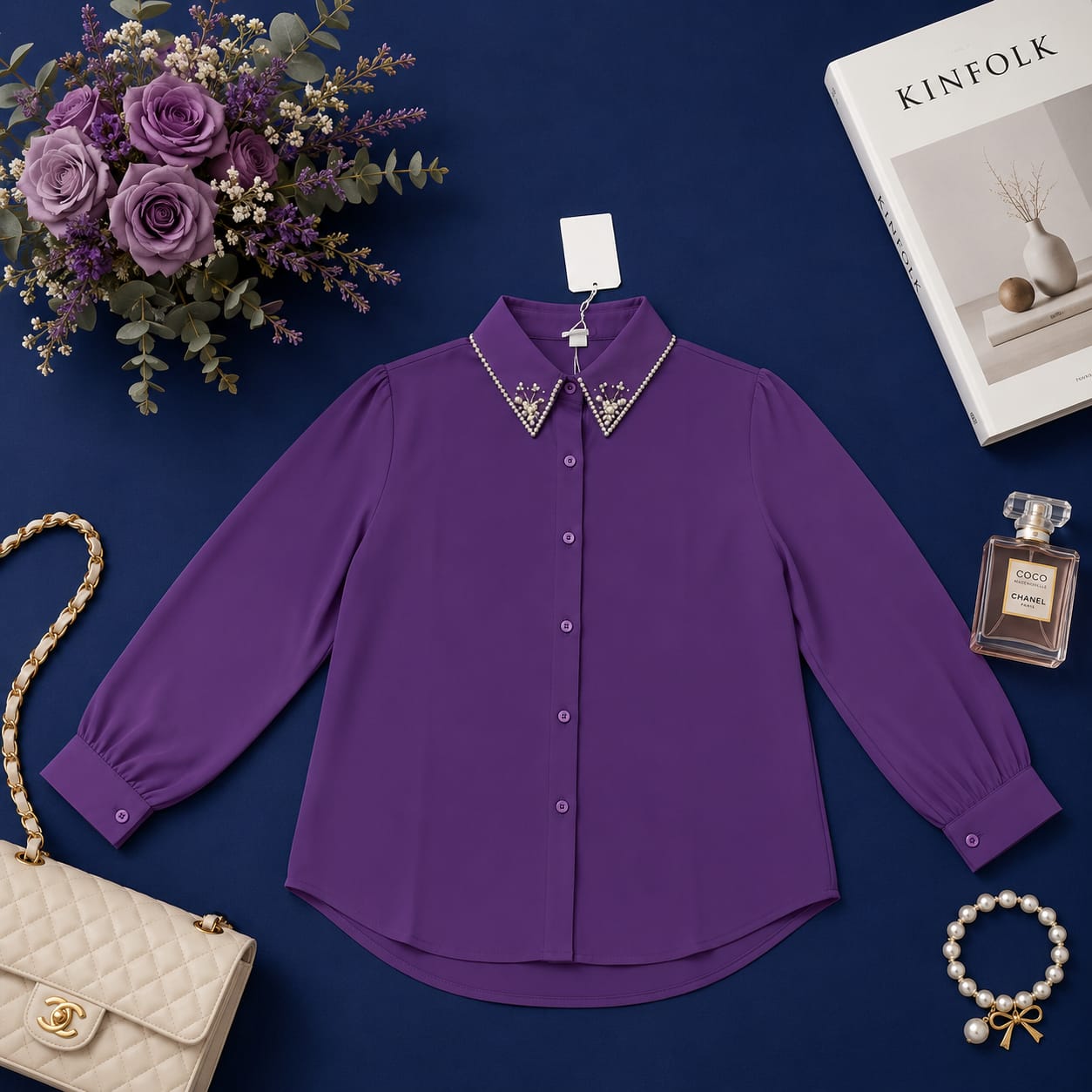 Pearl Grace Collar Imported Shirt