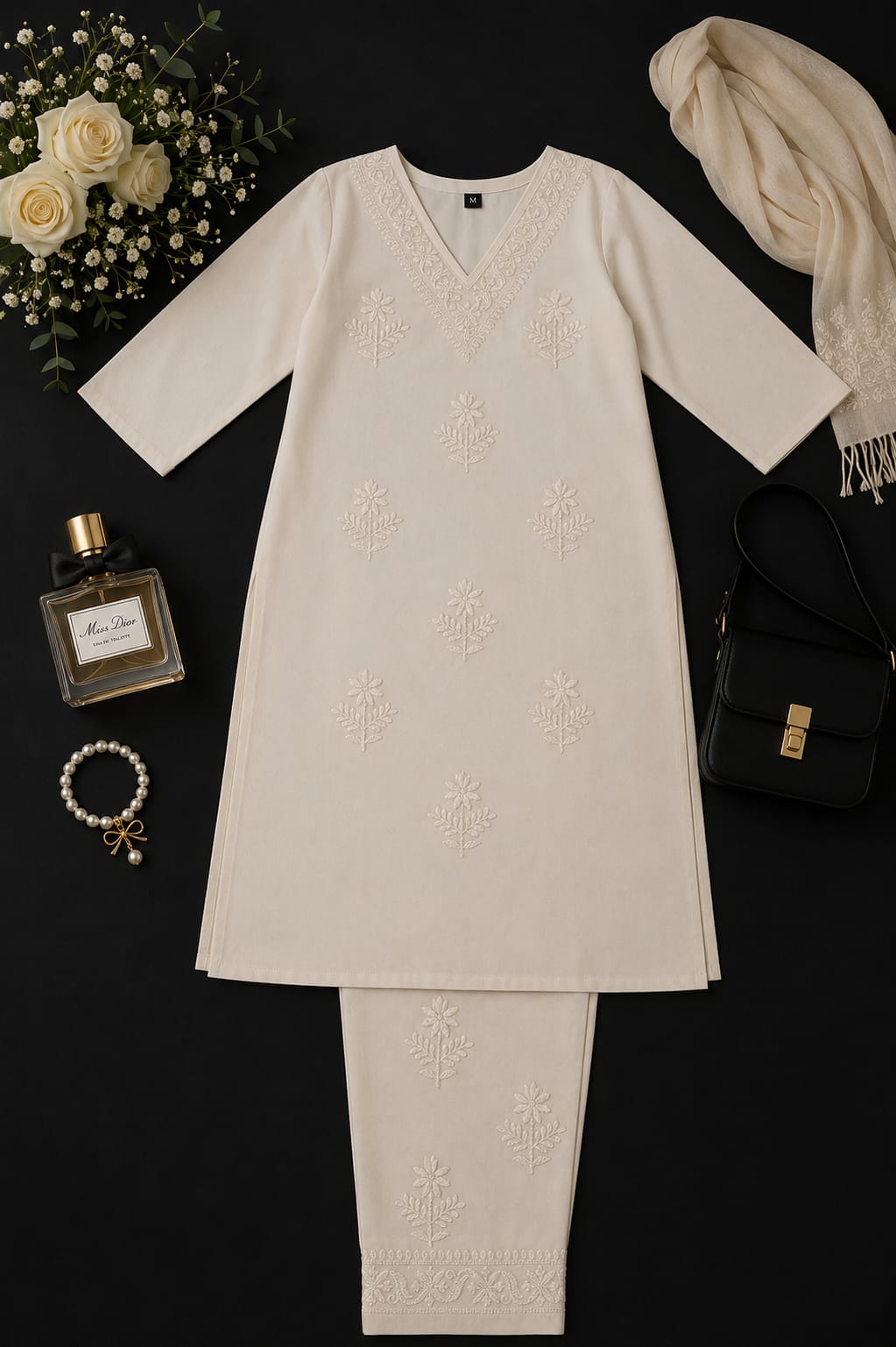 Ivory Aura Khadi Cotton Co‑ord Set