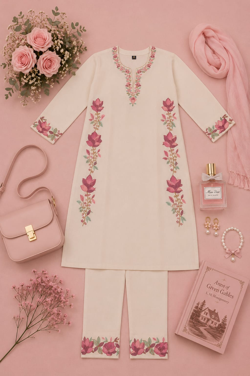 Rose Meadow Khadi Cotton Coord Set