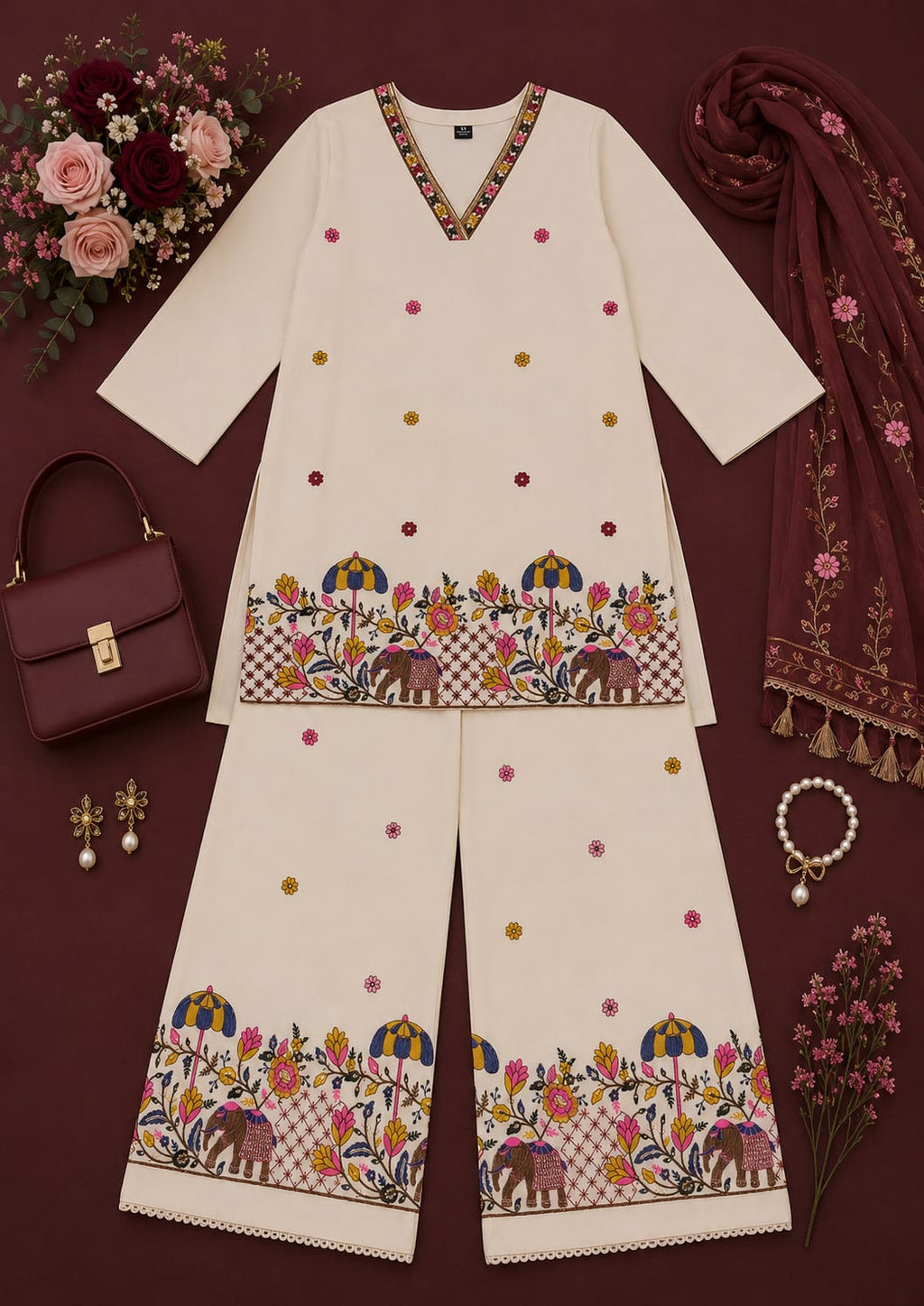 Garden Royale Khadi Palazzo Co‑ord Set