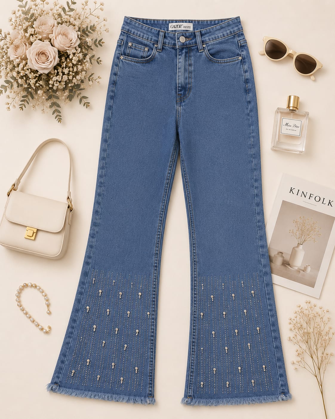 MIGZORn Pearl Cascade Flare Jeans