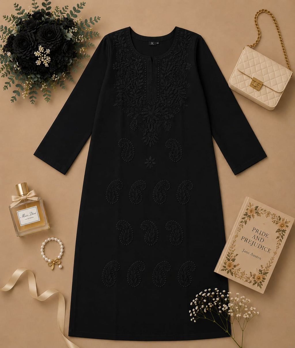 MIGZORn Serene Self-color Embroidered Long Kurti
