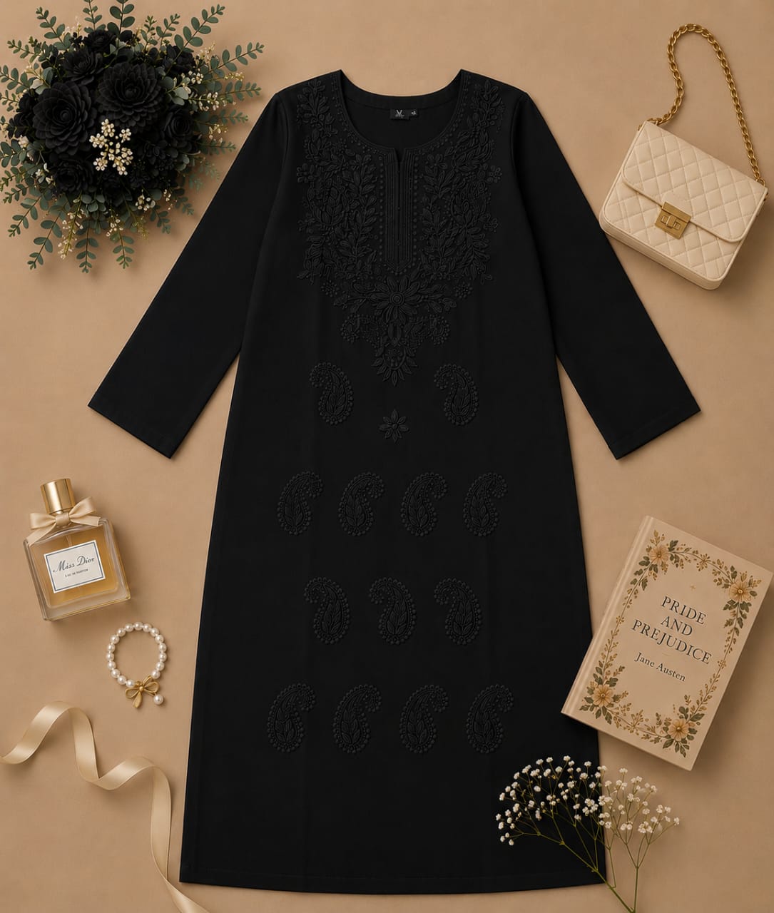 MIGZORn Serene Self-color Embroidered Long Kurti