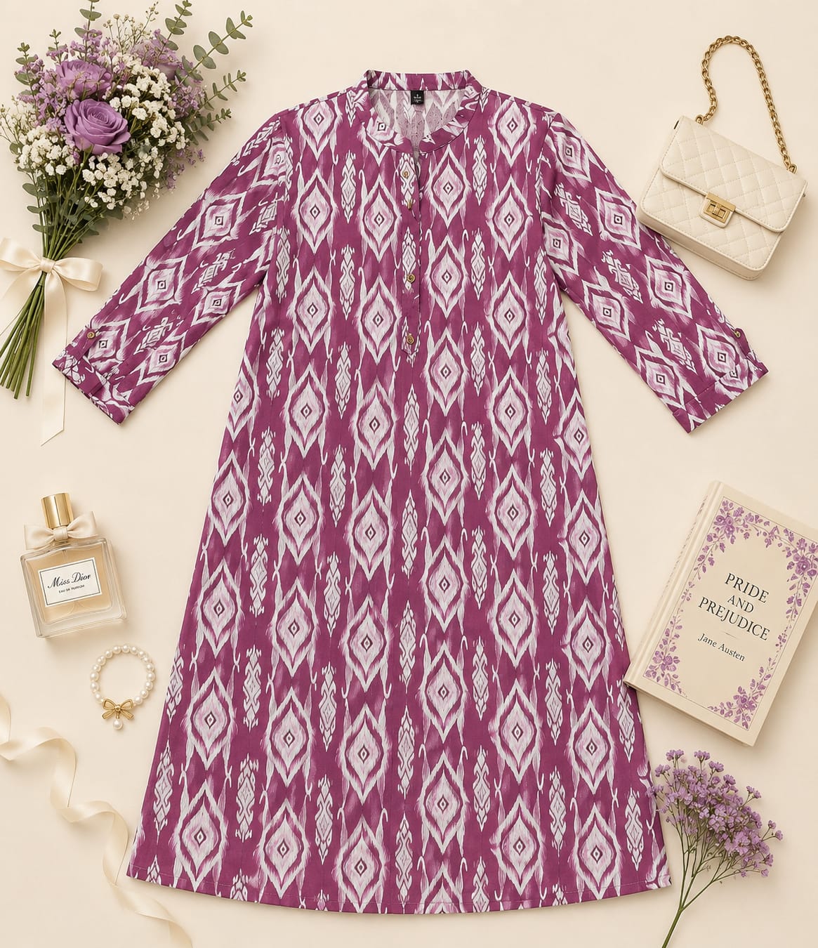 Migzorn Aura Pure Cotton A-Line Printed Long Kurta