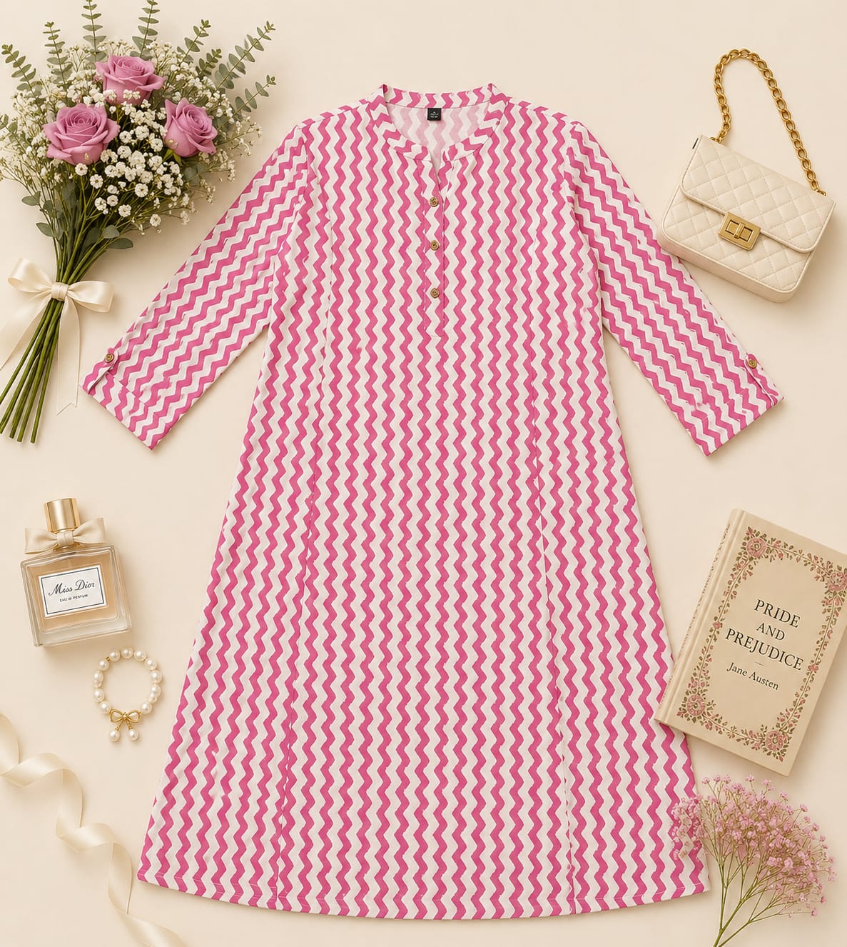 Migzorn Aura Pure Cotton A-Line Printed Long Kurta