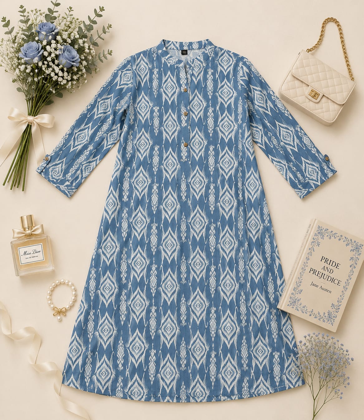 Migzorn Aura Pure Cotton A-Line Printed Long Kurta