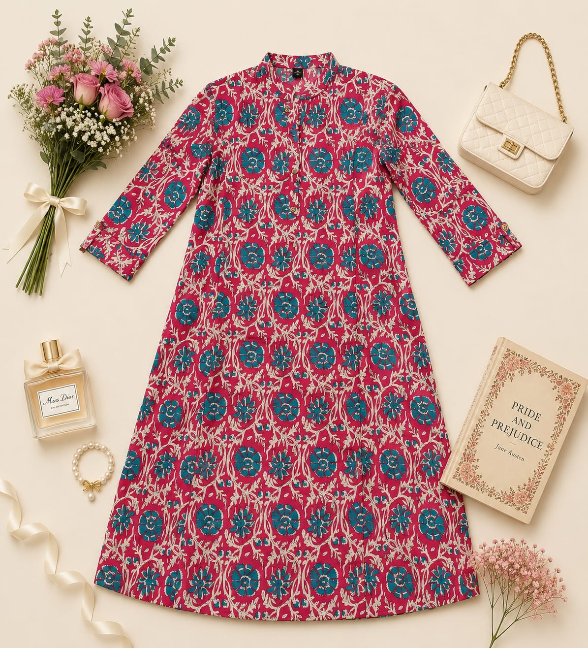 Migzorn Aura Pure Cotton A-Line Printed Long Kurta