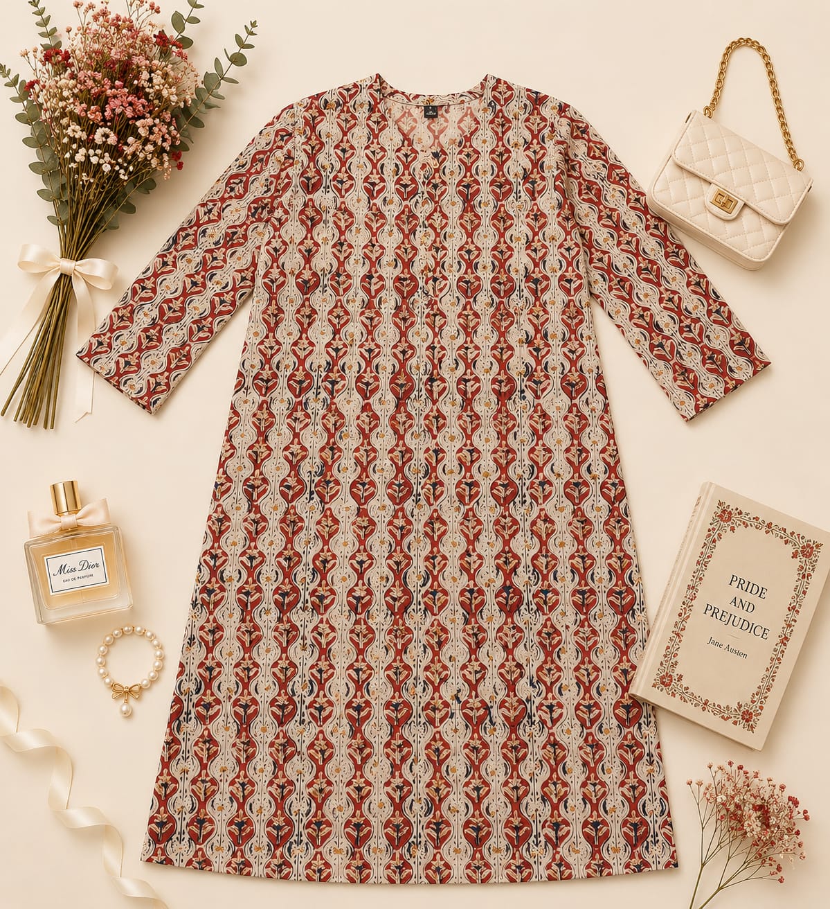 MIGZORn Heritage Ajrak Printed Long Kurti