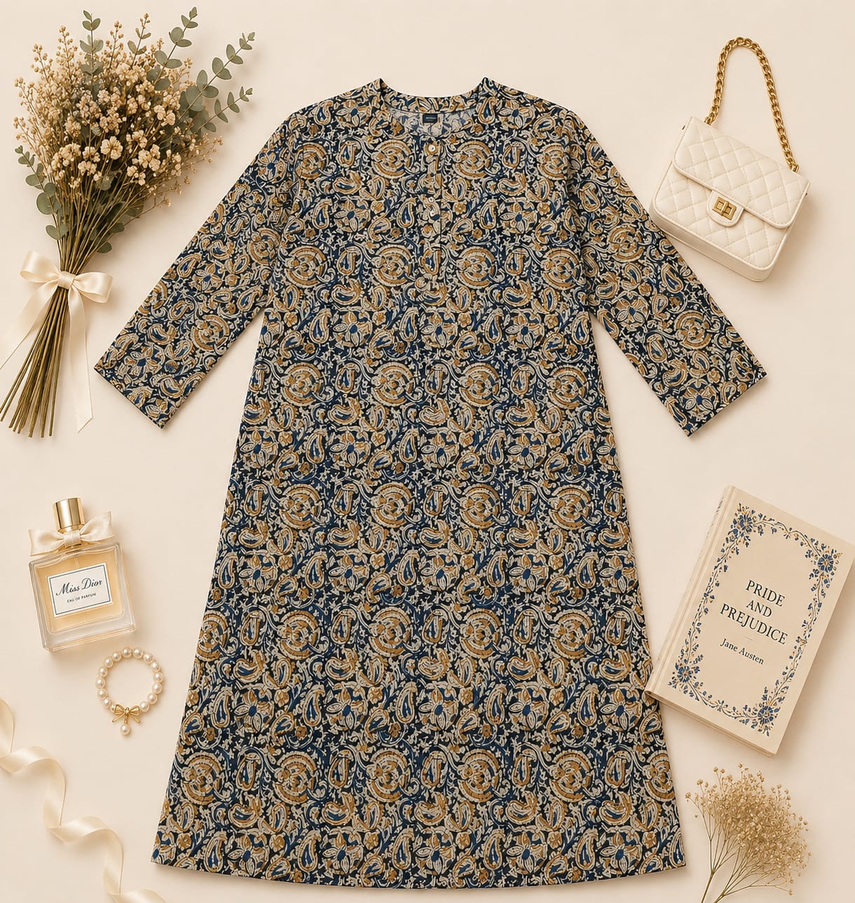 MIGZORn Heritage Ajrak Printed Long Kurti