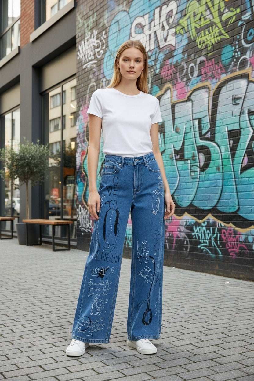 MIGZORn Scribble Pop Wide-Leg Jeans