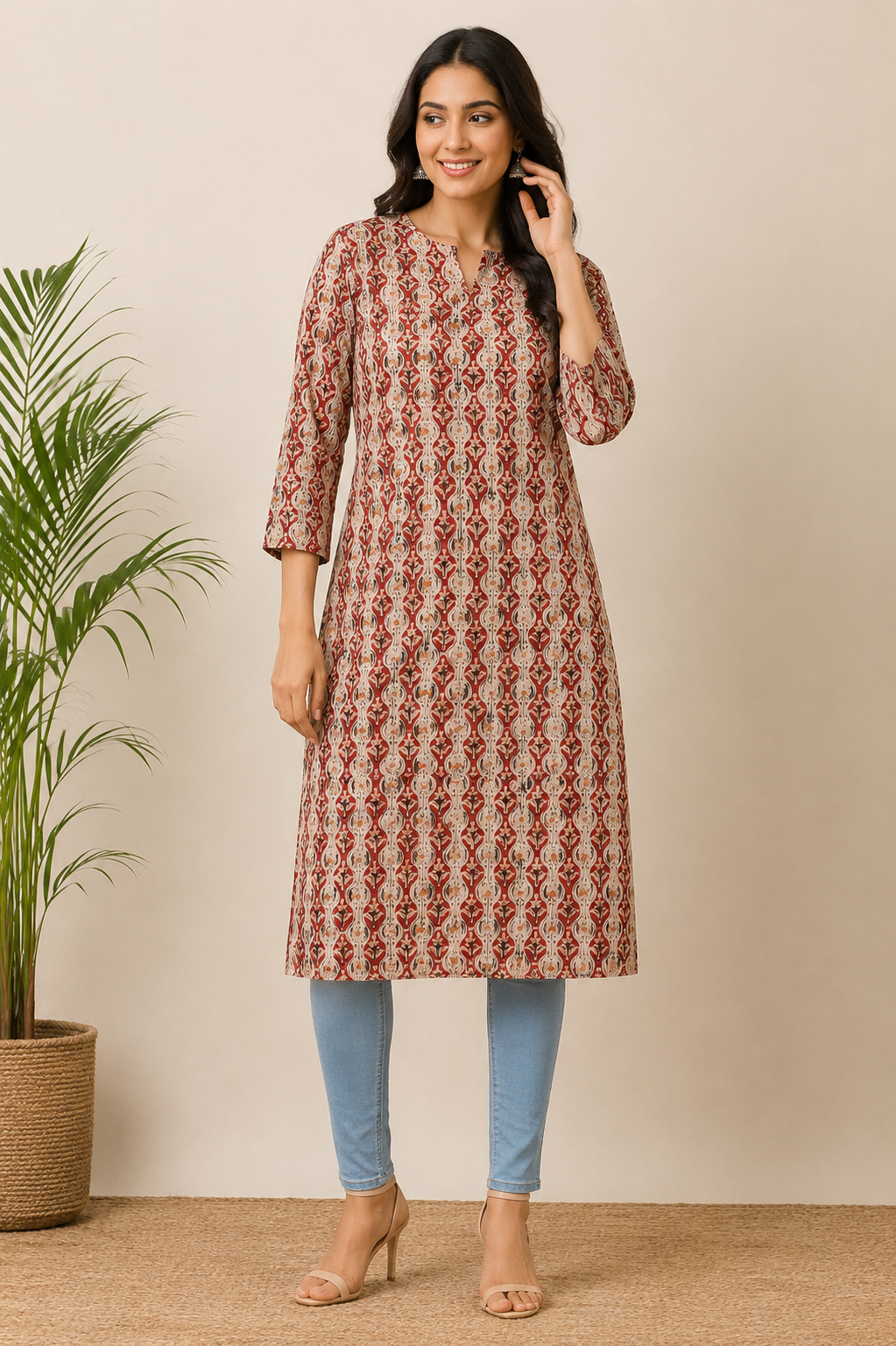 MIGZORn Heritage Ajrak Printed Long Kurti