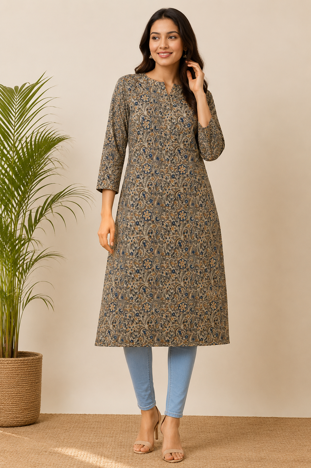 MIGZORn Heritage Ajrak Printed Long Kurti