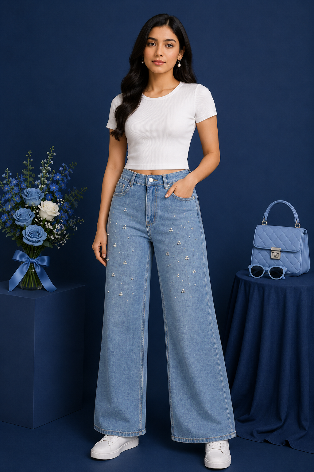 MIGZORn Crystal Bloom Wide-Leg Denim