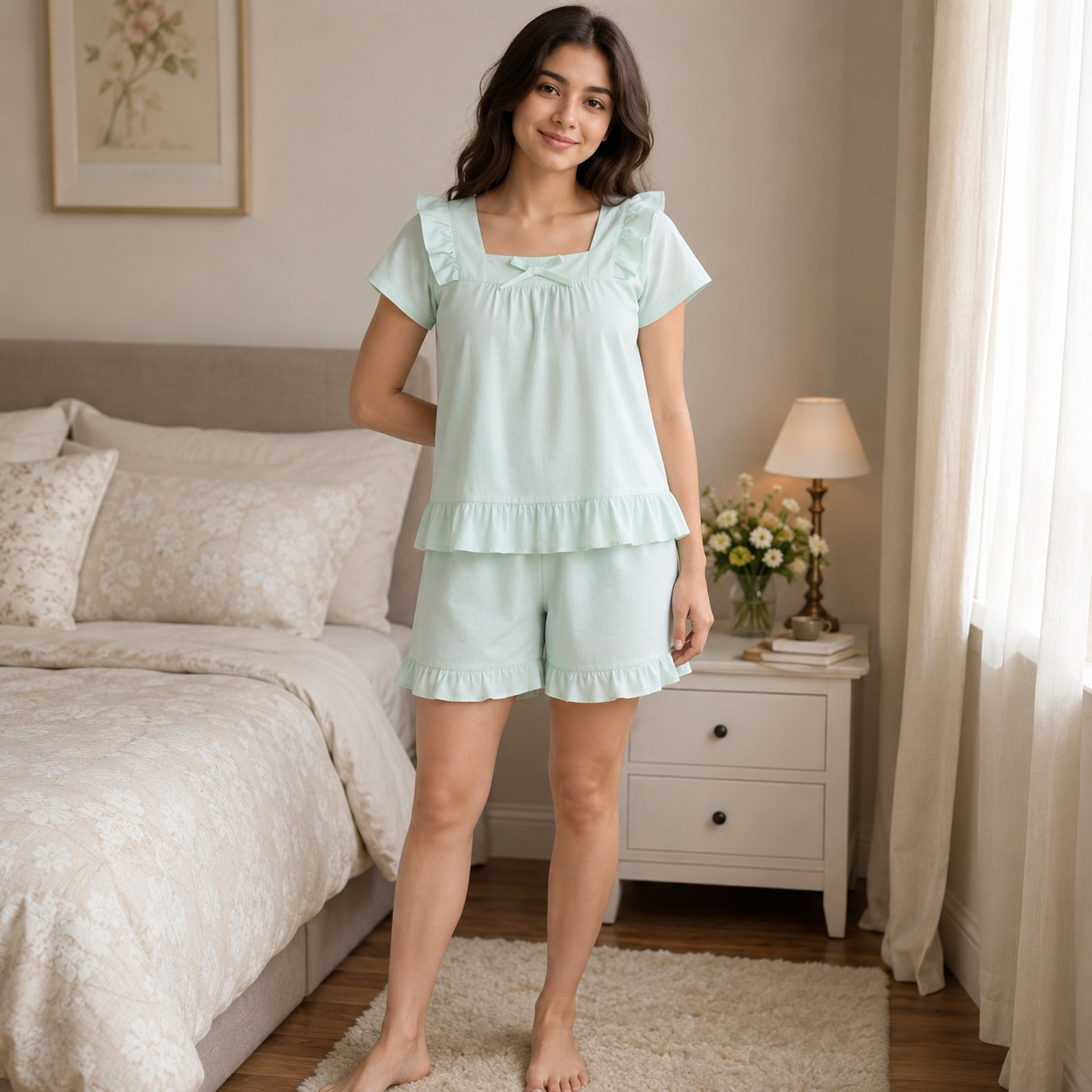 Dreamy Cotton Night Suit Set (Top & Shorts)