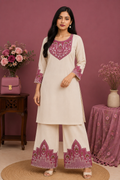 Rose Heritage Khadi Palazzo Co‑ord Set