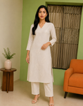 Ivory Aura Khadi Cotton Co‑ord Set