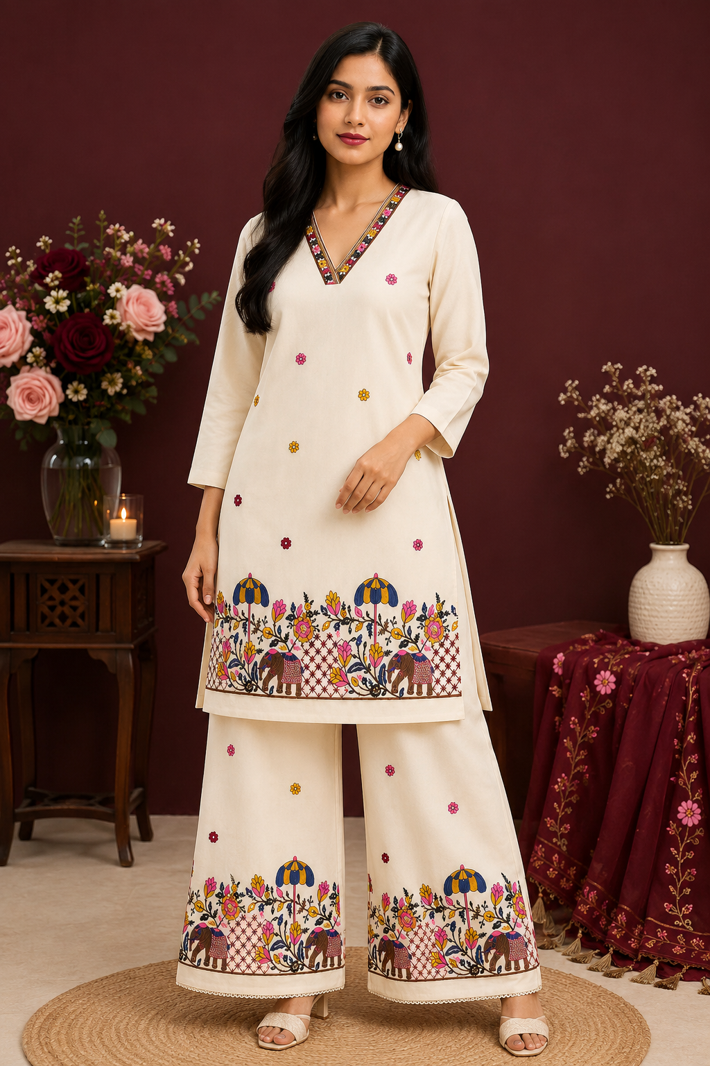 Garden Royale Khadi Palazzo Co‑ord Set