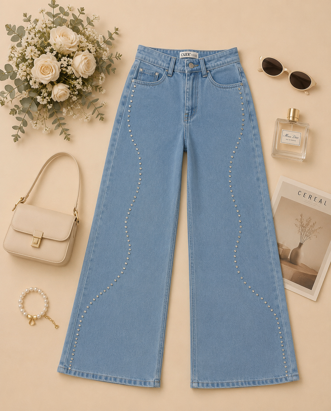 MIGZORn Luxe Curve Stud Wide-Leg Jeans