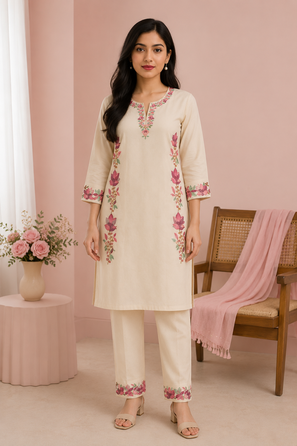 Rose Meadow Khadi Cotton Coord Set