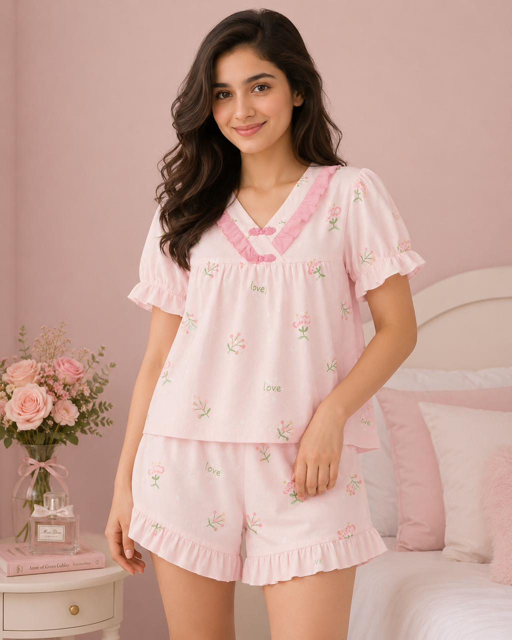 Dreamy Cotton Night Suit Set (Top & Shorts)