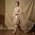 Pastel Pearl Jimmy Chu Organza Designer Embroidered Palazzo Suit
