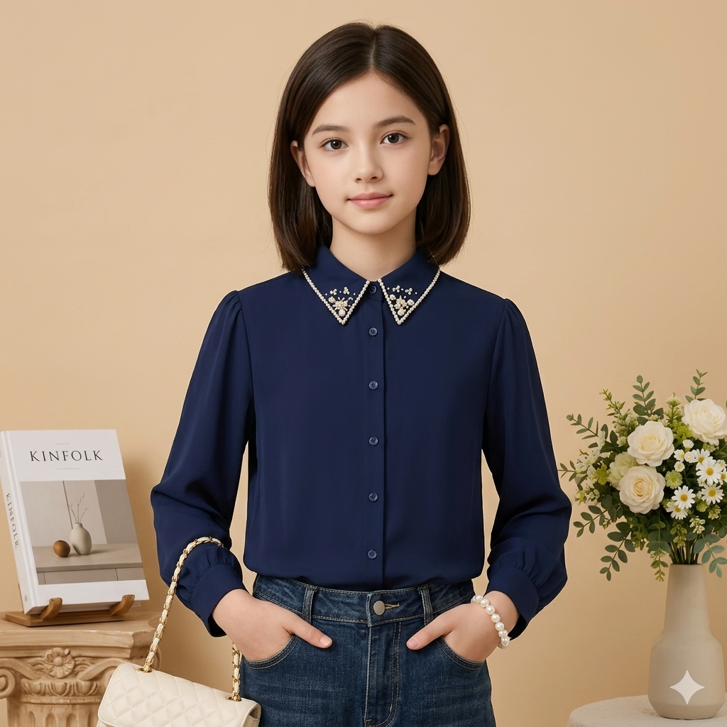 Pearl Grace Collar Imported Shirt