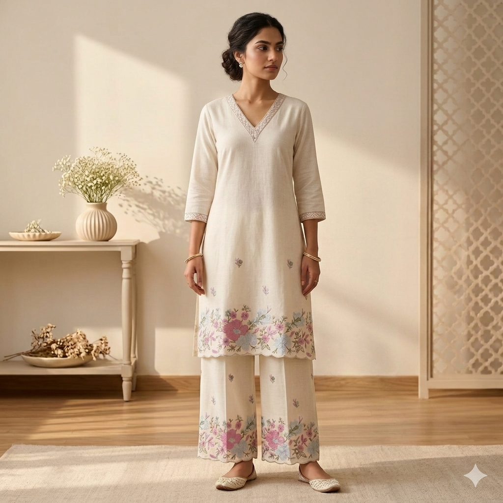 Meadow Mist khadi Palazzo Set